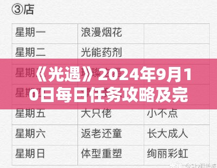 《光遇》2024年9月10日每日任务攻略及完成技巧